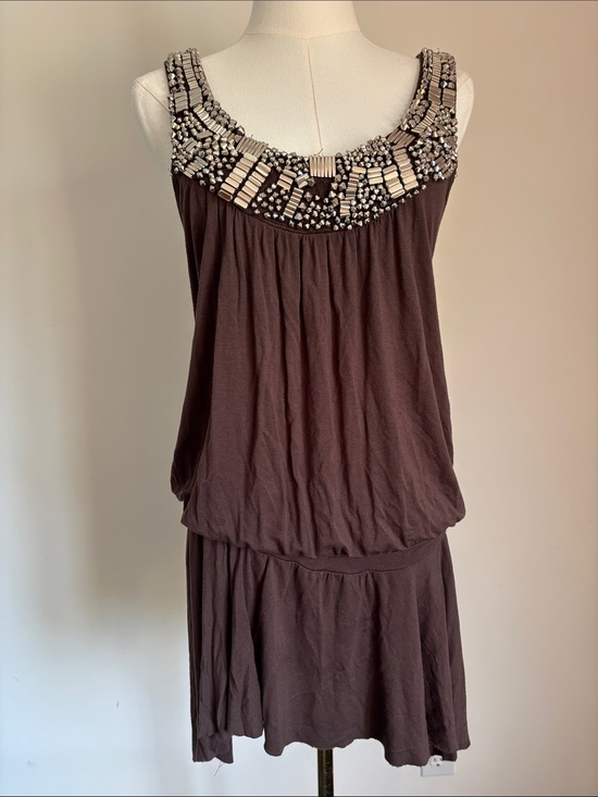 Cache Dresses & Skirts - Cache Embellished Brown Mini Dress